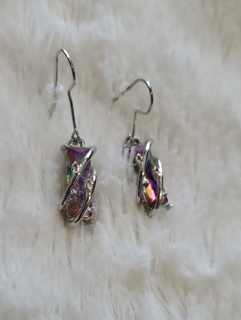 Silver-Tone Iridescent Dangle Earrings - Women Jewelry